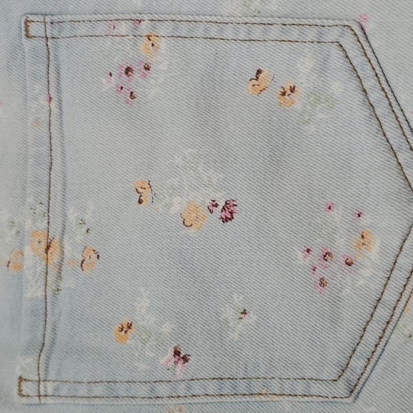 CELEBRITY PINK. HI-RISE SHORTS, FRAY HEM 13/31 NWT light blue with floral design - Picture 5 of 12